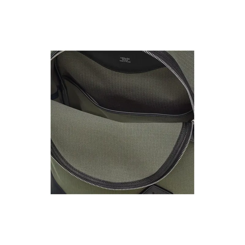 HERMES Nouveau Sac A Dos T&C Bivouac Canvas With Swift Leather Backpack Men's Khaki/Black-4