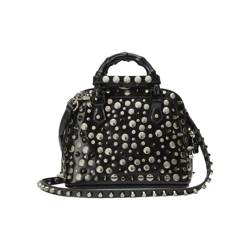 GUCCI Diana Leather Tote Bag Shopping Bag Shoulder Bag Crossbody Bag Handbag Mini Women's Black-2