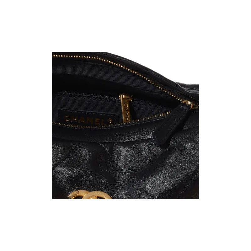 CHANEL 22c Early Spring Cow Leather Dumpling Bag, Handbag, Shoulder Bag, Crossbody Bag Medium Size Women's Black-2