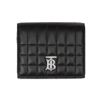 Burberry Lambskin Wallet Small Size Women's Black