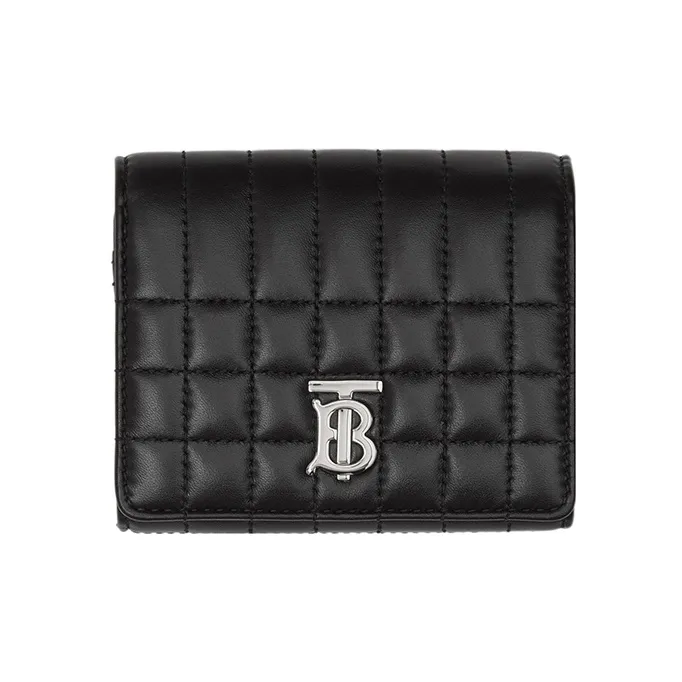Burberry Lambskin Wallet Small Size Women's Black-0