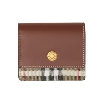 Burberry Vintage Cotton Wallet Small Size Women's Brown