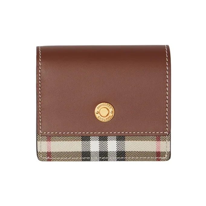 Burberry Vintage Cotton Wallet Small Size Women's Brown-0