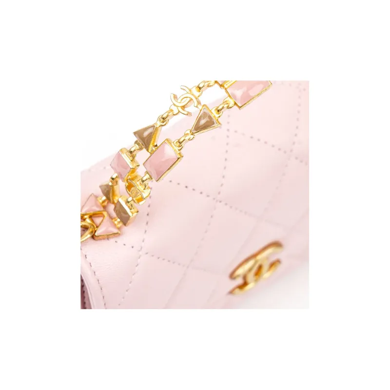 CHANEL 22K Autumn And Winter Lambskin Clutch Handbag, Shoulder Bag, Crossbody Bag Medium Size Women's Pink-4