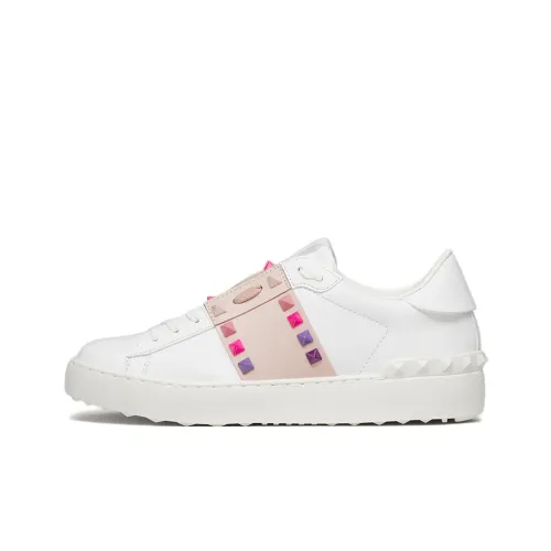 Valentino Rockstud Skateboard Shoes Women's Low-Top White/Pink