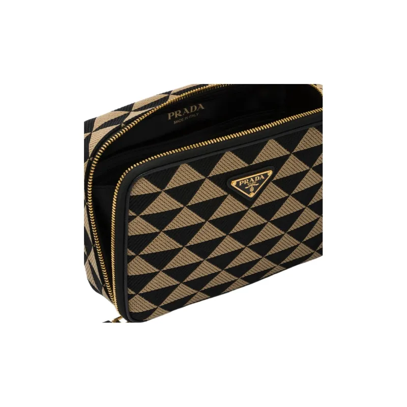PRADA Symbole Fabric With Leather Shoulder Bag, Crossbody Bag Men's Black/Ecru-5