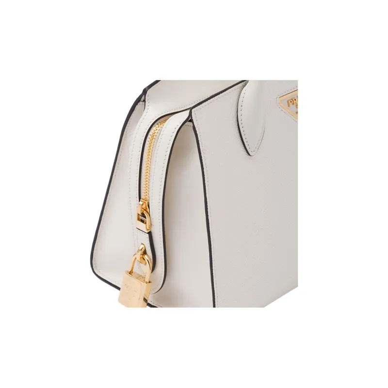 PRADA Smooth Leather Tote Bag Shopping Bag Shoulder Bag Crossbody Bag Handbag Mini Women's White-3