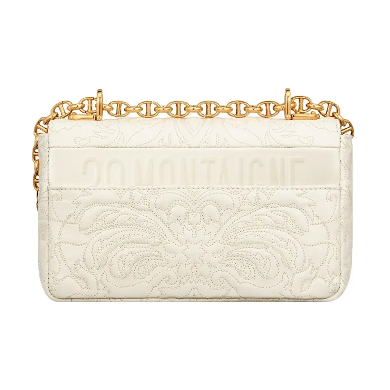 DIOR Caro Sheepskin Handbag Shoulder Bag Crossbody Bag Small Size Women's Milk White-2