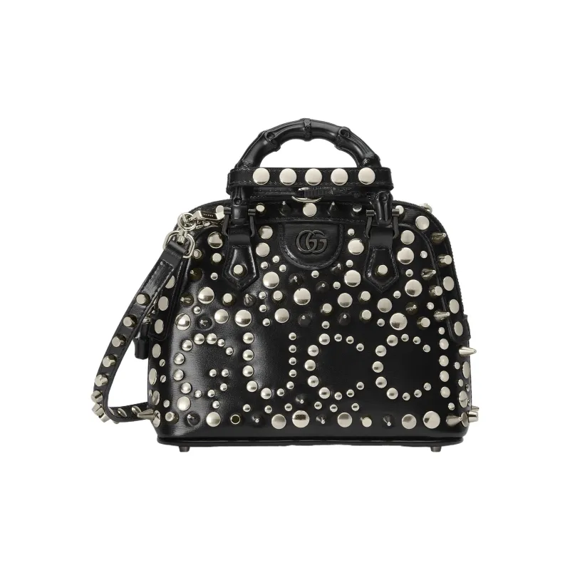 GUCCI Diana Leather Tote Bag Shopping Bag Shoulder Bag Crossbody Bag Handbag Mini Women's Black-0