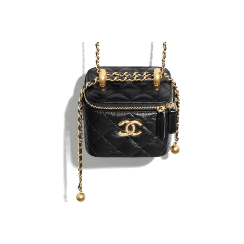 CHANEL Little Golden Ball Calfskin Box Bag, Flap Bag, Coin Purse, Shoulder Bag, Crossbody Bag Women's Black-3