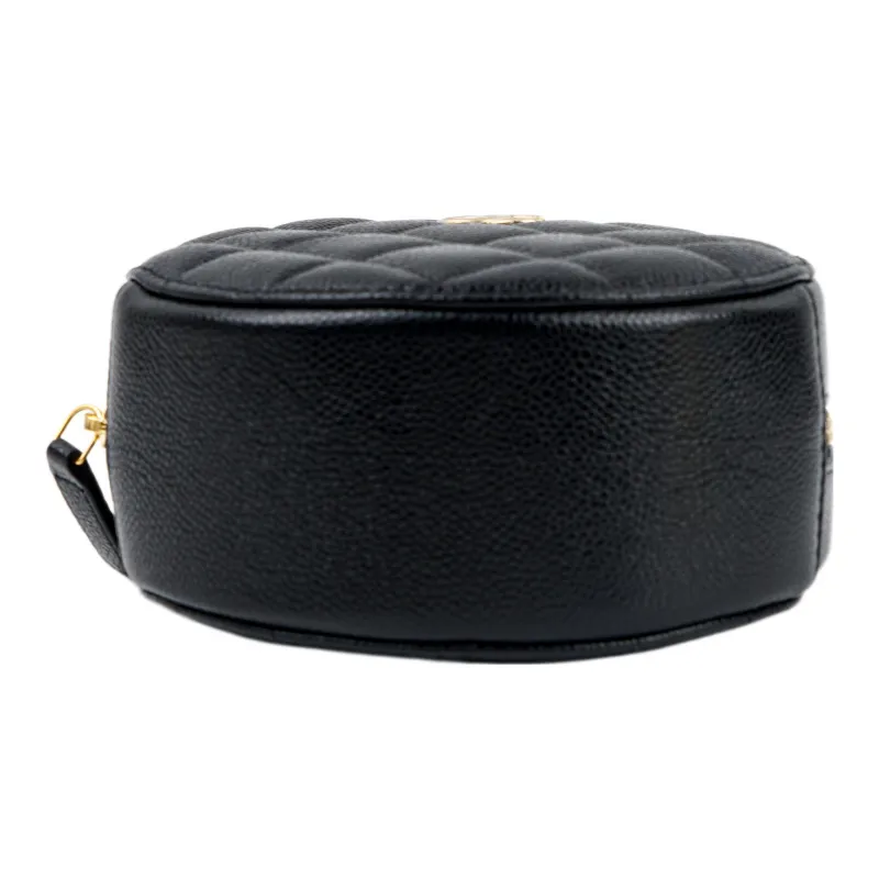 CHANEL Leather With Caviar Cow Leather Small Round Bag, Chain Bag, Shoulder Bag, Crossbody Bag Women's Black-3