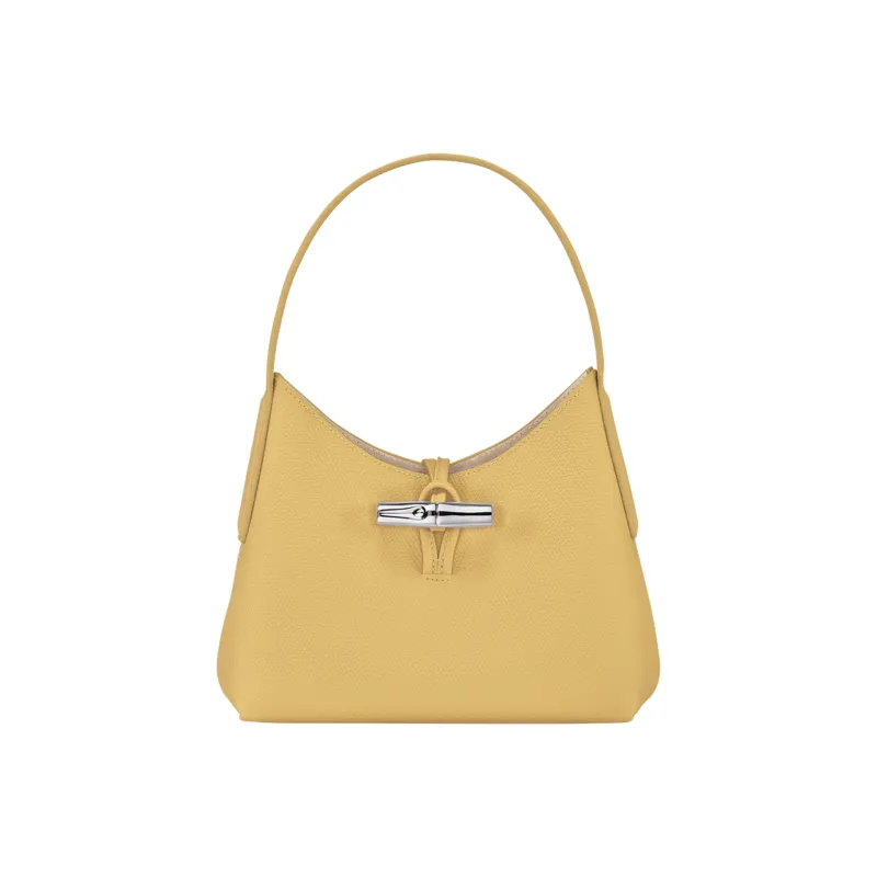 LONGCHAMP Roseau Cow Leather Shoulder Bag, Handbag, Shoulder Bag Women's Pink Yellow-0