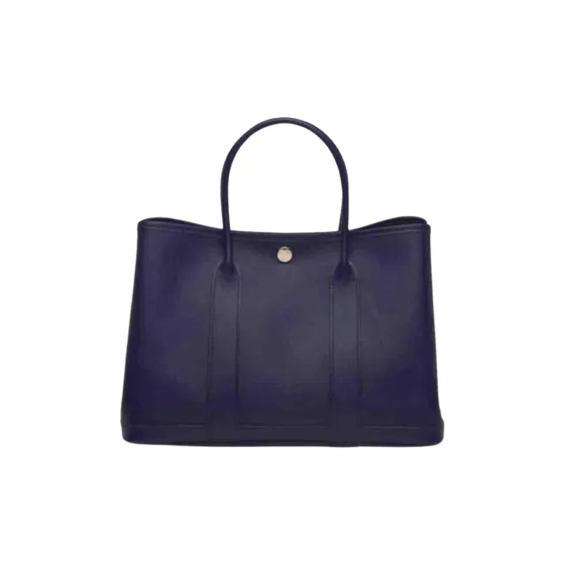 HERMES Garden Party Negonda Calfskin Handbag Women's 2Z Bleu Nuit Midnight Blue-0