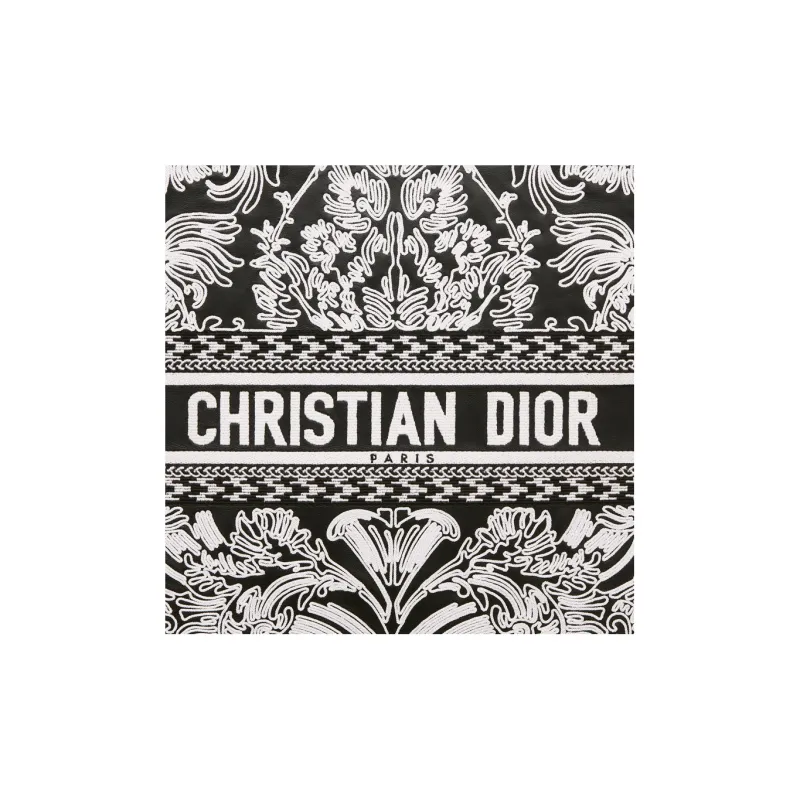 DIOR BookTote Lambskin Tote Bag Shopping Bag Handbag Large Size Women's Black/White-4
