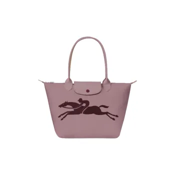 LONGCHAMP Cow Leather Trim Shopping Bag Handbag Shoulder Bag Women's Pink