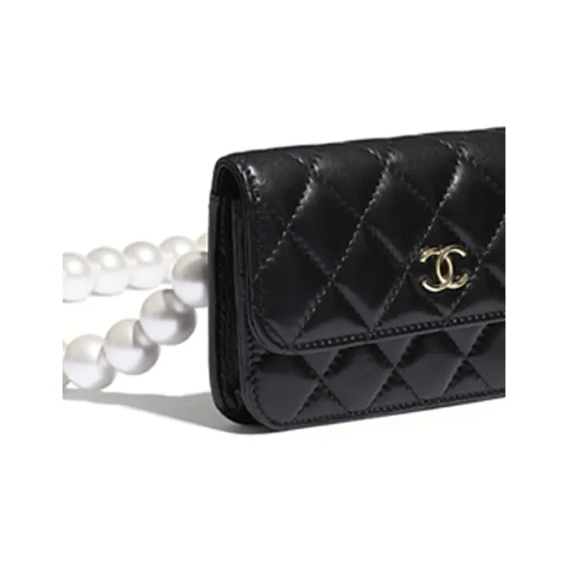 CHANEL Sheepskin Shoulder Bag Women's Black-4