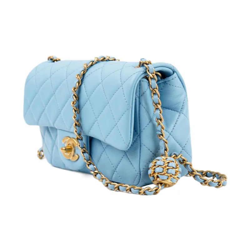 CHANEL Classic Flap CF22SS Spring And Summer Sheepskin Crossbody Bag Mini Women's Blue-1