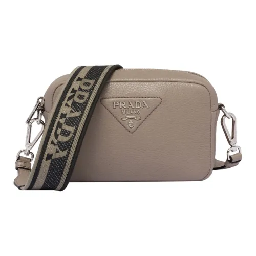 PRADA Leather Crossbody Bag Shoulder Bag Women's Clay Gray