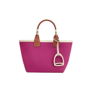 HERMES Canvas With Swift Calfskin Canvas Bag Handbags Women's Purple Rose/Copper Red/Cream White