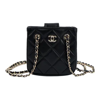 CHANEL Lambskin Clutch Coin Purse Shoulder Bag Crossbody Bag Mini Women's Black