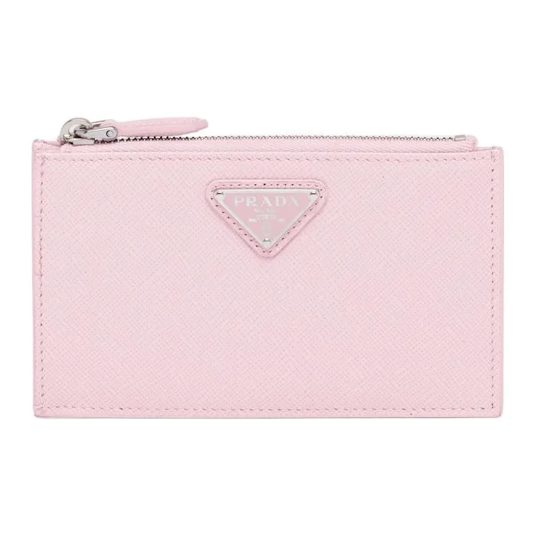 PRADA Saffiano Leather Card Holder Women's Pink-0