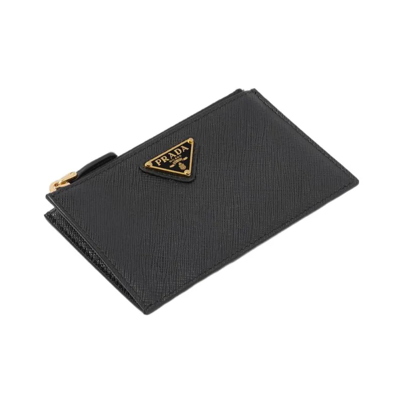 PRADA Leather Card Holder Women's Black-2