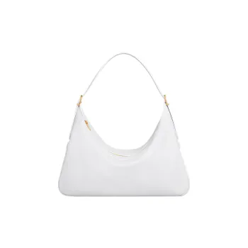 CELINE Romy Collection Soft Cow Leather One Shoulder Handbags Large Size Women's White