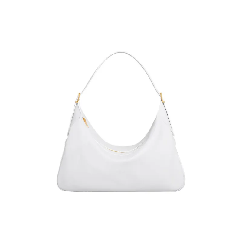 CELINE Romy Collection Soft Cow Leather One Shoulder Handbags Large Size Women's White-0