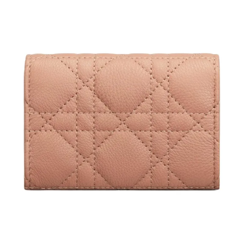 DIOR Caro Soft Calfskin Card Holder, Wallet Extra Small Women's Nude Pink-2