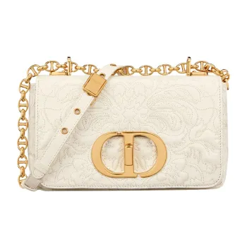 DIOR Caro Sheepskin Handbag Shoulder Bag Crossbody Bag Small Size Women's Milk White