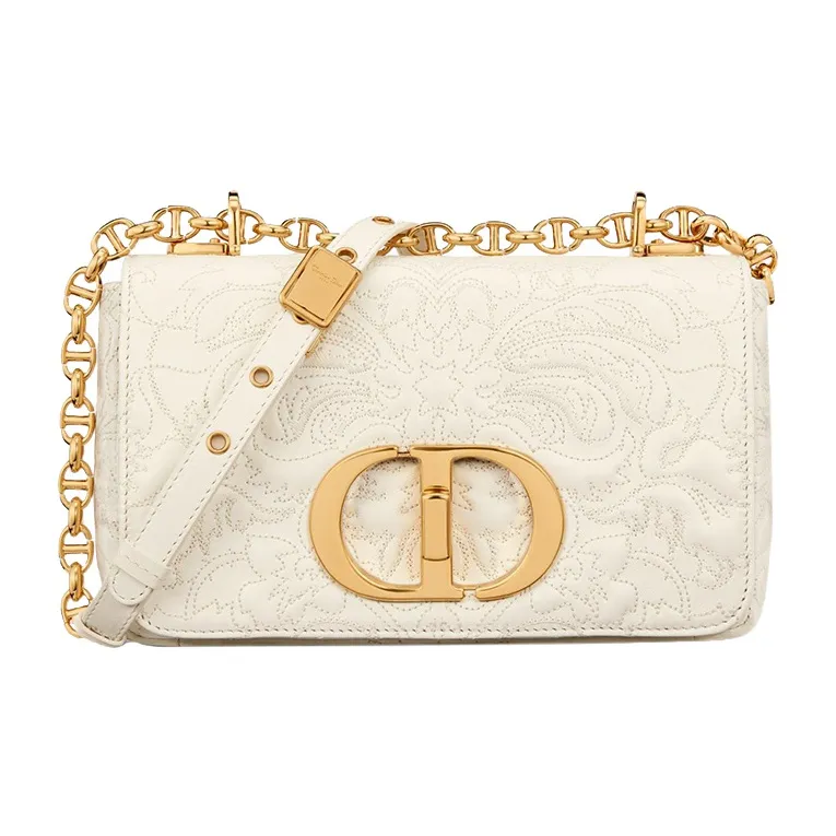 DIOR Caro Sheepskin Handbag Shoulder Bag Crossbody Bag Small Size Women's Milk White-0