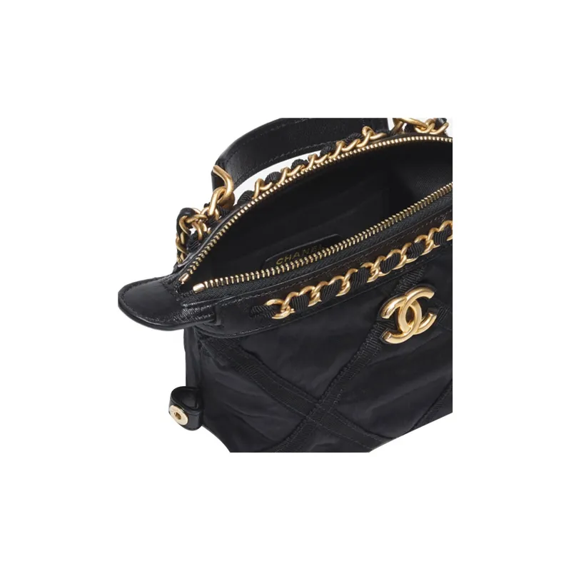 CHANEL Satin Nylon Handbag Regular Women's Black-3