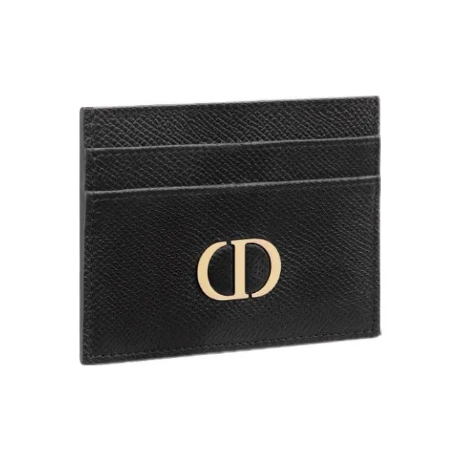 DIOR 30 Montaigne Grain Cow Leather Card Holder Card Holder Women's Black-2