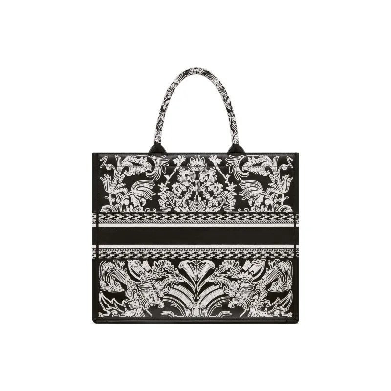 DIOR BookTote Lambskin Tote Bag Shopping Bag Handbag Large Size Women's Black/White-1