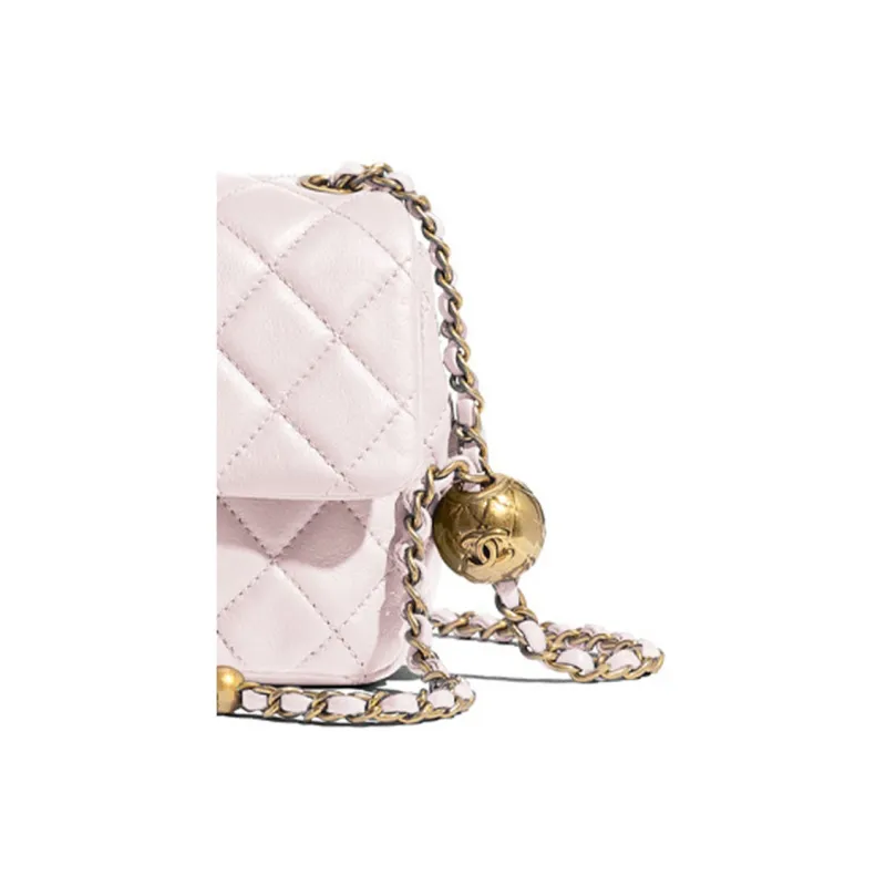 CHANEL Classic Flap CF Small Gold Ball Sheepskin Shoulder Bag, Crossbody Bag Mini Women's Light Purple-2