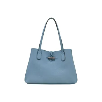 LONGCHAMP Roseau Cow Leather Tote Bag Shopping Bag Handbag Shoulder Bag Women's Dark Gray