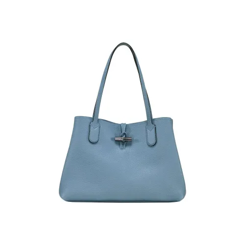 LONGCHAMP Roseau Cow Leather Tote Bag Shopping Bag Handbag Shoulder Bag Women's Dark Gray