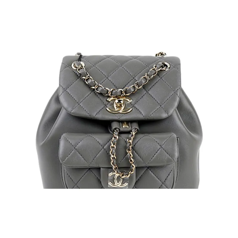 CHANEL Duma Sheepskin Backpack Women's Gray-4