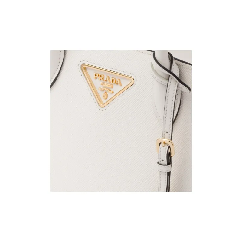 PRADA Smooth Leather Tote Bag Shopping Bag Shoulder Bag Crossbody Bag Handbag Mini Women's White-5