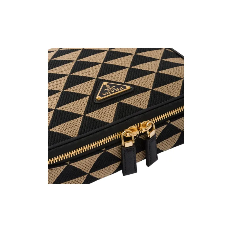 PRADA Symbole Fabric With Leather Shoulder Bag, Crossbody Bag Men's Black/Ecru-4