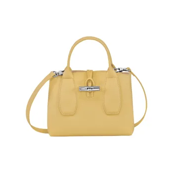 LONGCHAMP Roseau Cow Leather Big Bag, Shoulder Bag, Crossbody Bag, Handbag Trumpets Women's Pink Yellow
