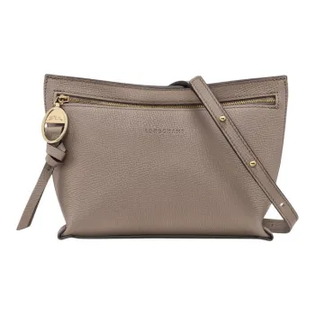 LONGCHAMP Mailbo Grain Cow Leather Shoulder Bag, Crossbody Bag Women's Camel Gray