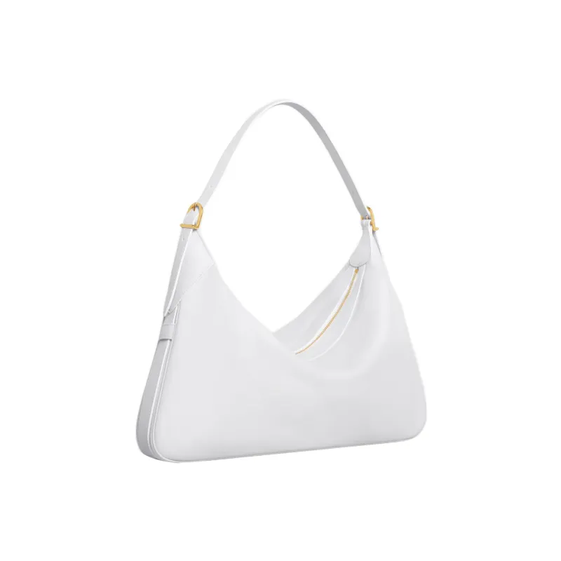 CELINE Romy Collection Soft Cow Leather One Shoulder Handbags Large Size Women's White-1
