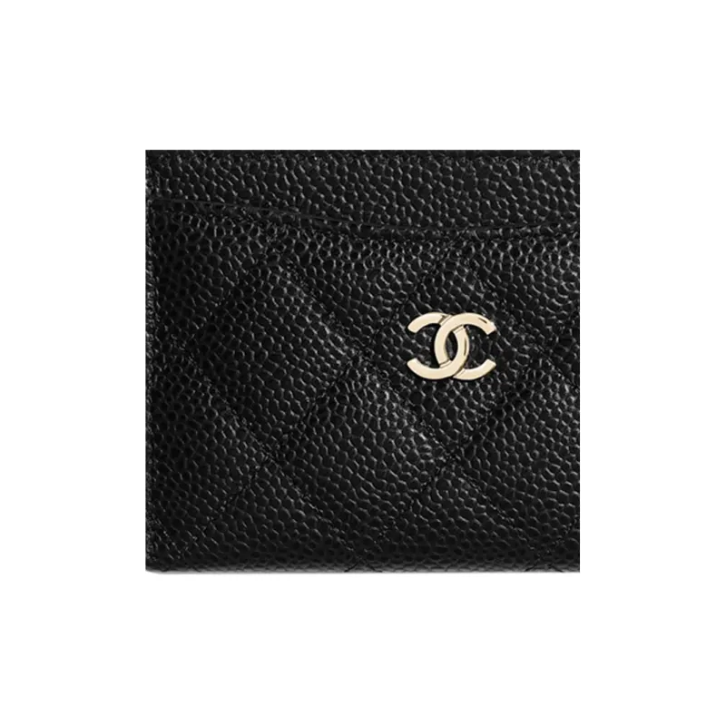 CHANEL Grain Embossed Caviar Cow Leather Card Holder Card Holder Unisex Black-4