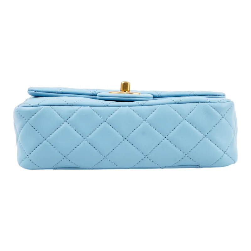 CHANEL Classic Flap CF22SS Spring And Summer Sheepskin Crossbody Bag Mini Women's Blue-3