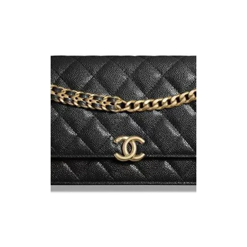 CHANEL WOC Grain Embossed Shiny Caviar Calfskin Handheld Shoulder Bag, Crossbody Bag, Fanny Pack Women's Black-6