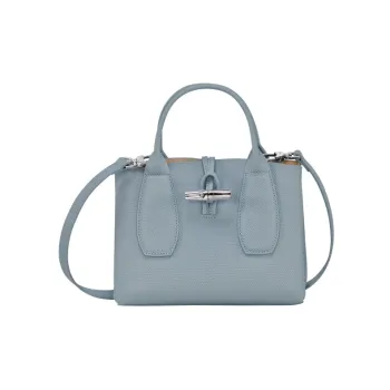 LONGCHAMP Roseau Cow Leather Big Bag, Shoulder Bag, Crossbody Bag, Handbag Trumpets Women's Cloud Blue