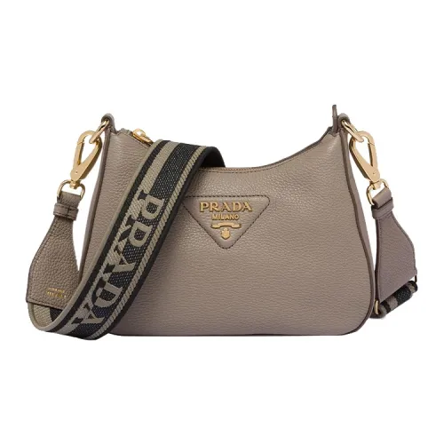 PRADA Leather Crossbody Bag Shoulder Bag Women's Clay Gray
