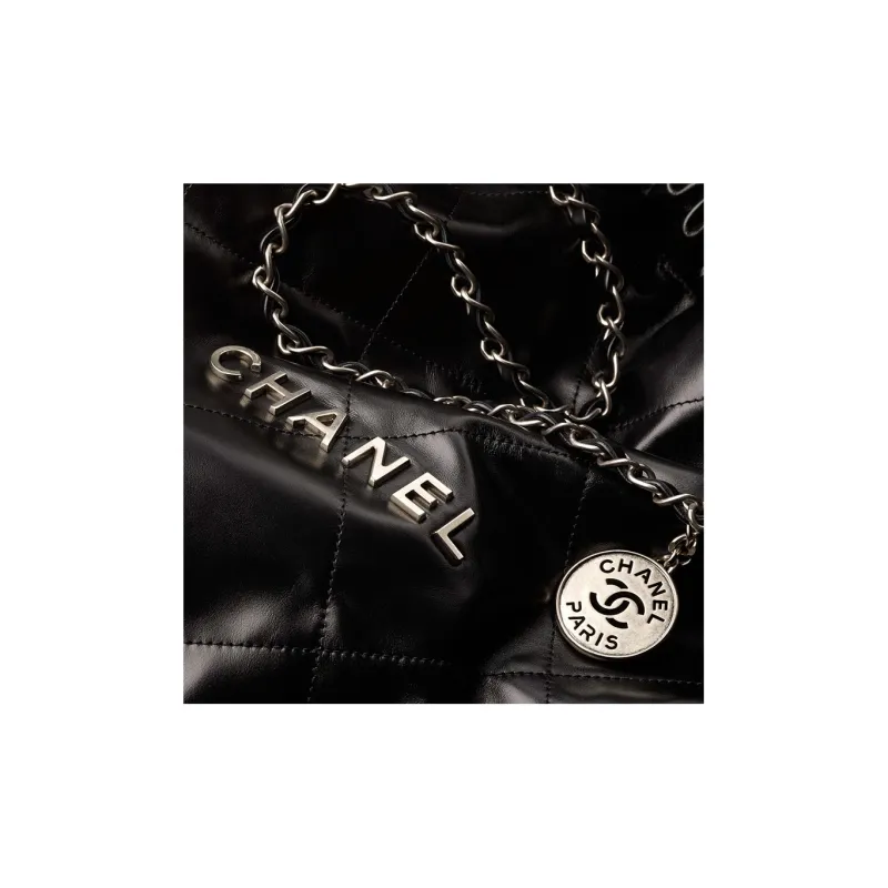 CHANEL 22Bag Cow Leather Tote Bag, Shopping Bag, Crossbody Bag, Shoulder Bag Medium Size Women's Black-4