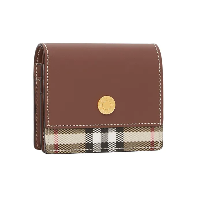 Burberry Vintage Cotton Wallet Small Size Women's Brown-1